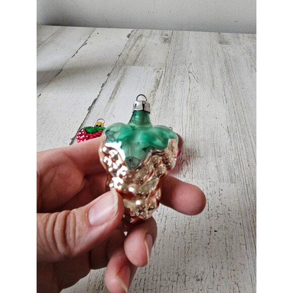 Vintage Mercury grape ornament set strawberry fruit Xmas tree pink silver red - Picture 6 of 11